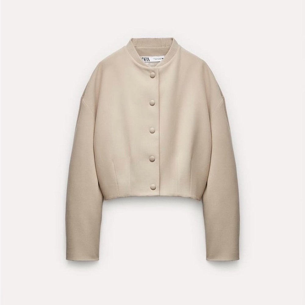 Zara Tan Bommer Jacket Snap Button Size XS